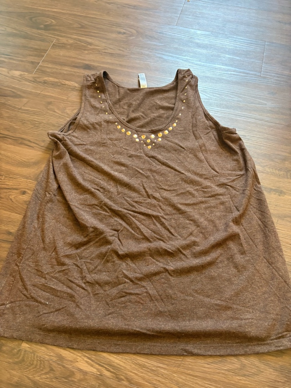 White Stag Brown Tank Top with Gold Stud Accents